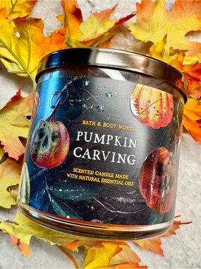New Bath & Body Works 3-Wick Pumpkin Carving Candle 14.5oz Fall Halloween Scent